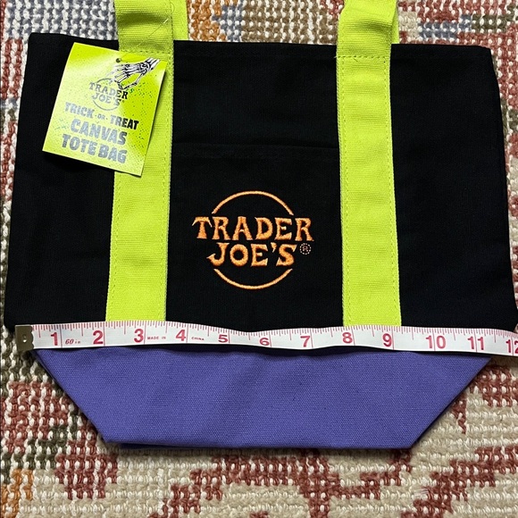 NWT Limited Edition Trader Joe’s Trick or Treat Black Green and Purple Mini Tote - Picture 4 of 7